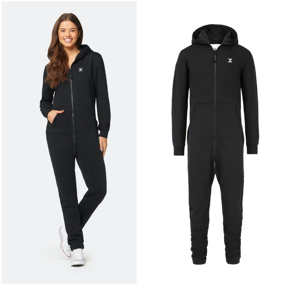 OnePiece Onesie Original Black Jumpsuit Fleece Zipper Hoodie Sweatsuit